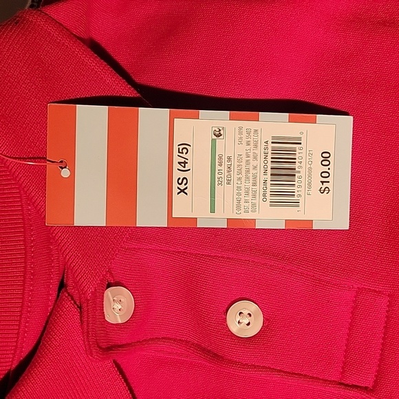 Cat & Jack Red 2 Button-up Short Sleeve Red Shirt, Size: XS (4/5), NWT - Picture 2 of 7